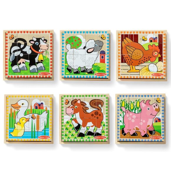 3/$77❤️Melissa & Doug Animal Farm Wooden Cube Puzzle with Storage Tray 6-in-1 - Picture 3 of 11